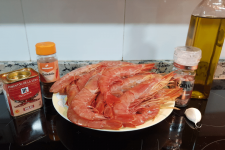 Ingredientes de los gambones o gambas al horno